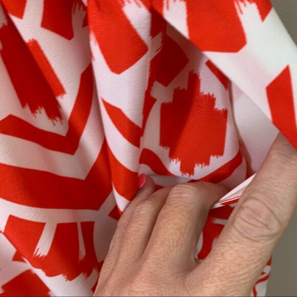 Eliza J Aztec Short Sleeve Orange/White Knee Length Dress - Picture 6 of 7